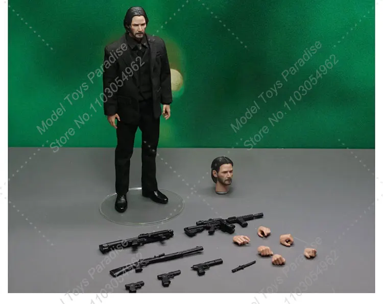 1/12 Men Soldier John Wick Killer Keanu Reeves Double Head Carving Full Set 6'' Action Figure Collectible Fans Gifts