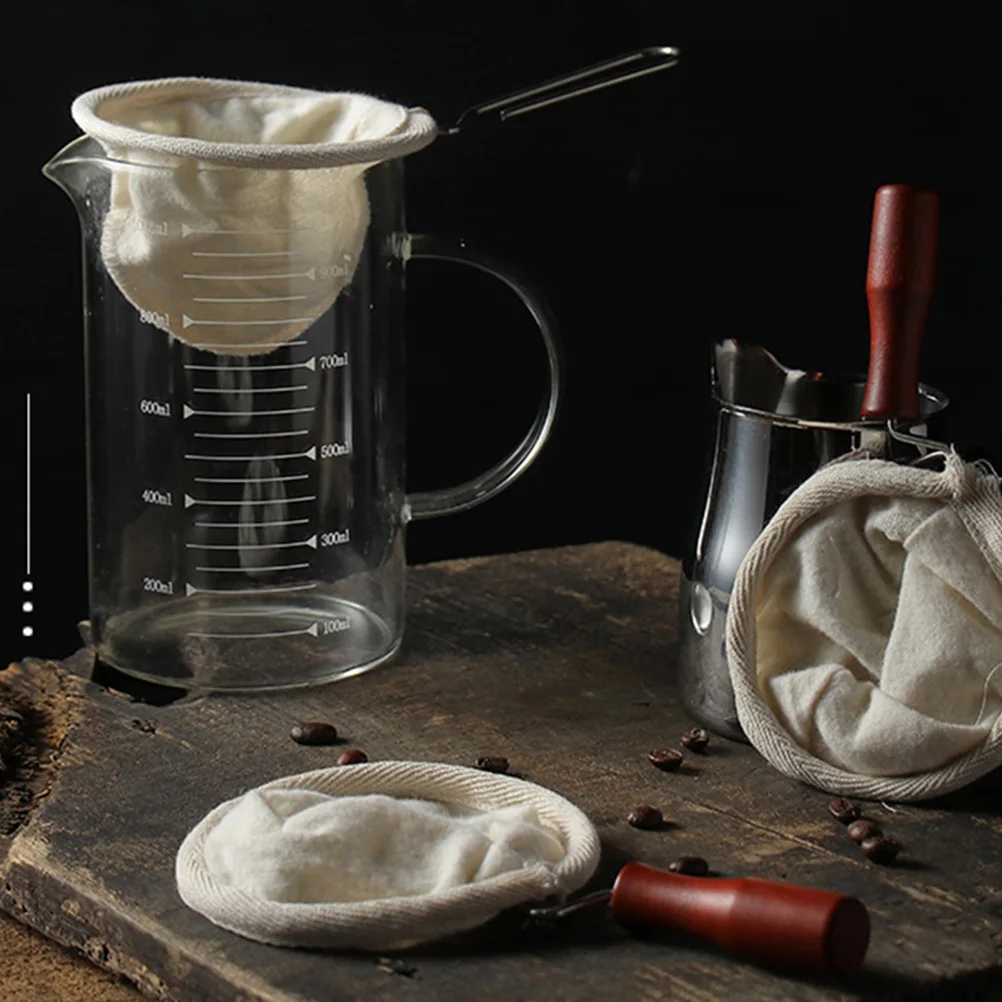 

2Pcs Flannel Coffee Pouch Reusable Coffee Strainer Bag Stainless Steel Non-Slip Handle for Easy Brewing At Home Or Cafe