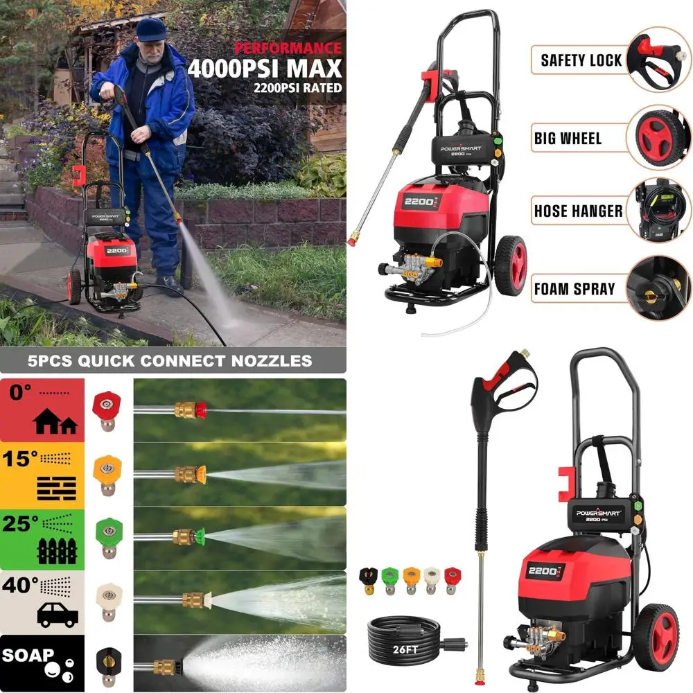 

Мойка высокого давления 1,8 галлонов в минуту, 4000 фунтов на кв. дюйм, с кабелем питания 35 футов, шлангом 27 футов, баком для моющего средства и пистолетом-распылителем