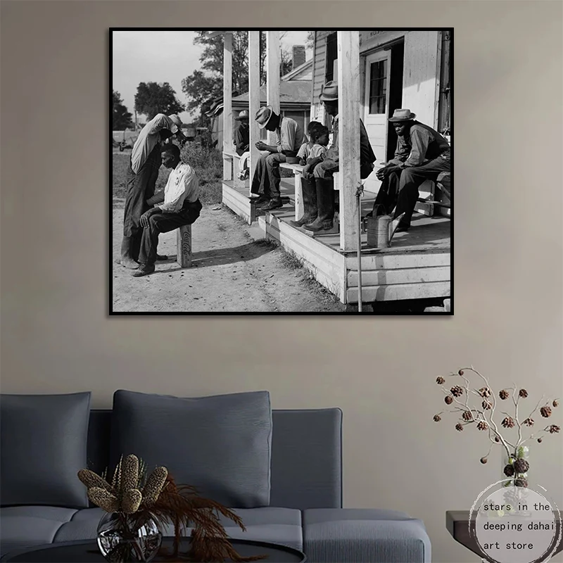 Vintage Style African Barbershop History Retro Photo African Art Poster Canvas Painting Wall Prints Picture for Room Home Decor