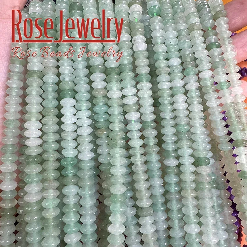 3x6mm Natural Green Aventurine Jade Stone Beads Flying Saucer Abacus Shape Round Loose Beads for DIY Jewelry Making Bracelet 15