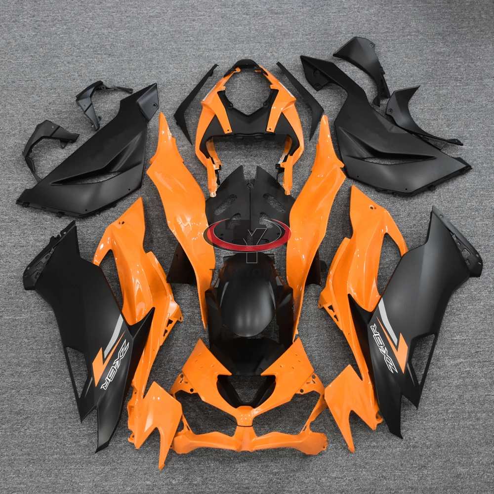 For Kawasaki ZX6R 636 2019-2020-2021-2022-2023 Matte black print and glossy orange Bodywork Full Fairing Kit Injection Cowling