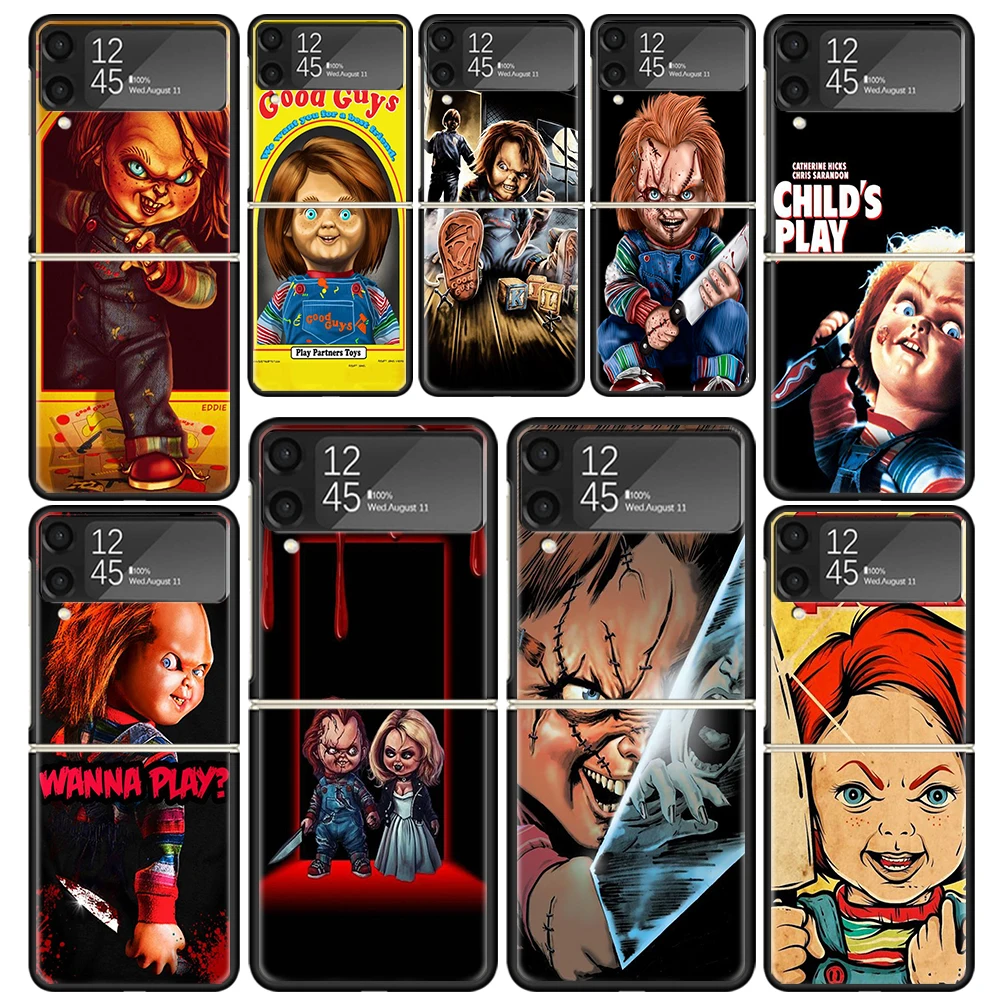 Chucky-funda de teléfono transparente para Samsung Z Flip 5 4 3 Galaxy ZFlip 6 5G, cubierta dura con estampado a prueba de golpes, TPU, PC