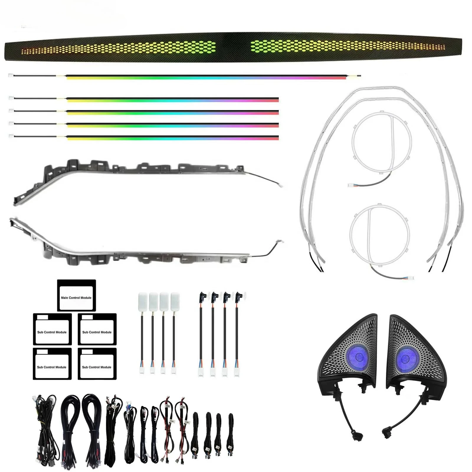 

ICarsin 64 Colors Ambient Lighting for Model 3/Y 2019 2020 Interior Light DashBoard L Trim Speaker Cover