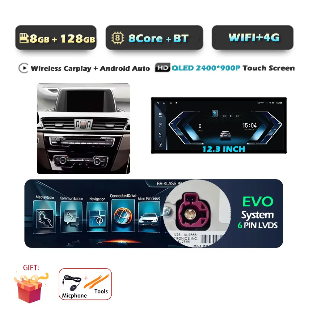 Voor BMW X1 F48 2016-2019 NBT/EVO Systeem Android 15 GPS Navigatie WiFi Auto Audio Multimedia Speler DSP Stereo BT Touchscreen