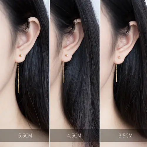 WANTME 925 Sterling Silver Chain Tassel Bead Drop Earrings for Women Fashion Minimalist Charm Ear Wires Line Girl Jewelry Gift - Image 2