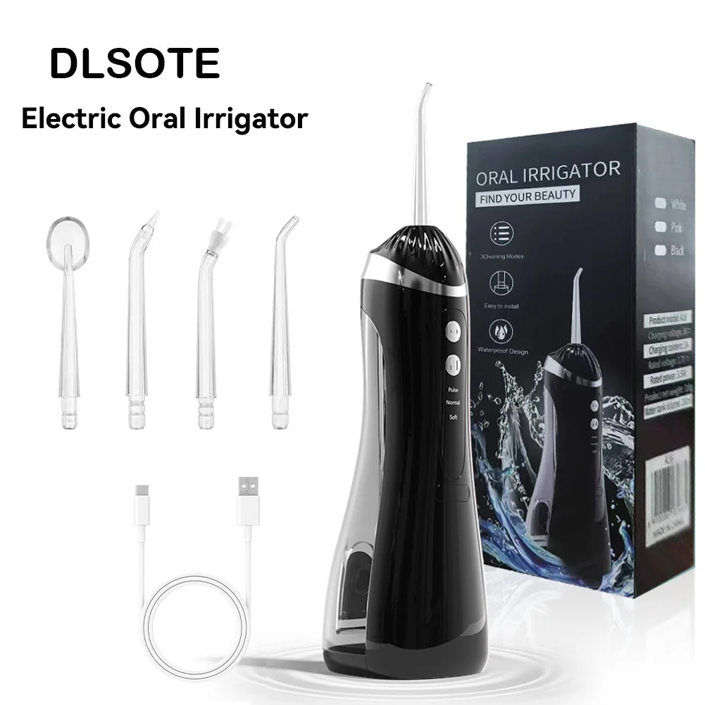Portable Water Flosser Electric Oral Irrigator USB Rechargeable 3 Cleaning Modes Waterproof 4 Jet Nozzles For Daily Oral Care