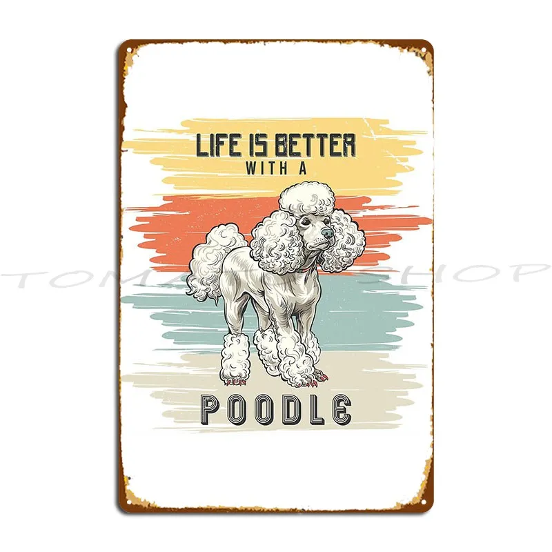 Poodle Dog Metal Plaque Cinema Club Painting Vintage Designs Tin Sign Poster