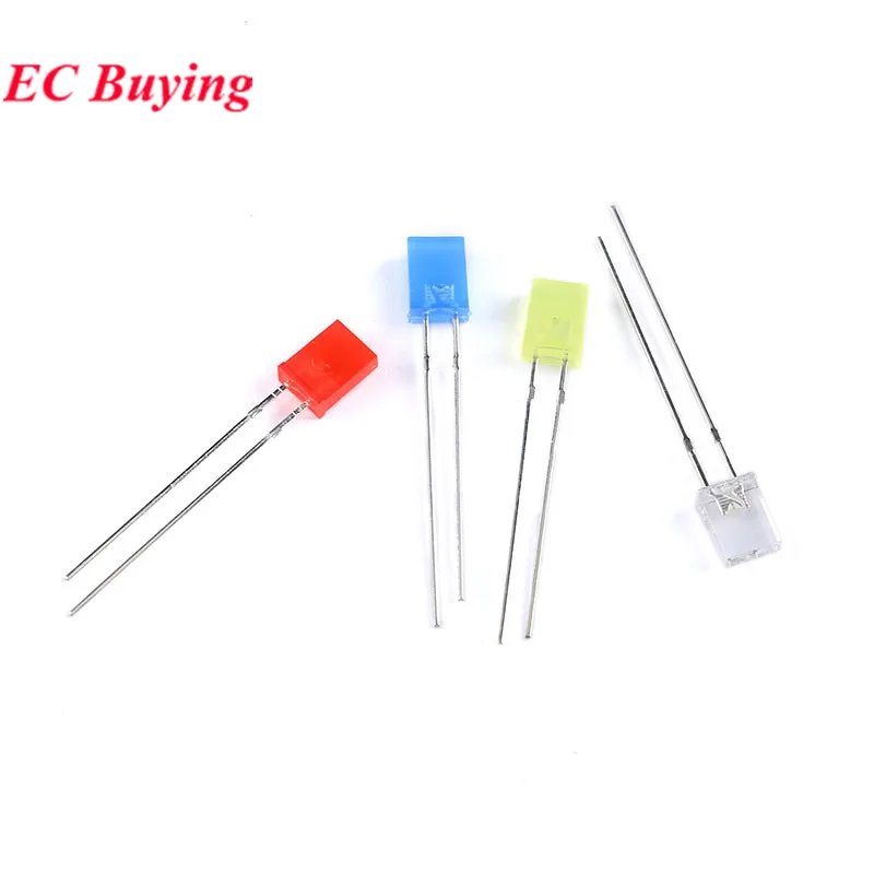 10-100 sztuk kwadratowych ultra jasnych diod LED 2*3*4mm 2*5*7mm przezroczysta lampa z diodami rozproszonymi światłem 2x3x4mm niebieski czerwony żółty biały — zdjęcie 3