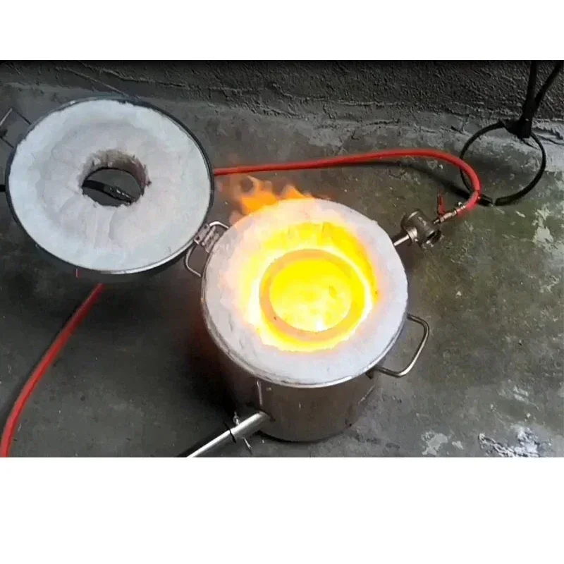 16 KG Large   Metal Melting Furnace Kit 2642°F / 1450°C Propane Forge Dual Burner 2 Crucibles Foundry Home Kiln Casting Tools