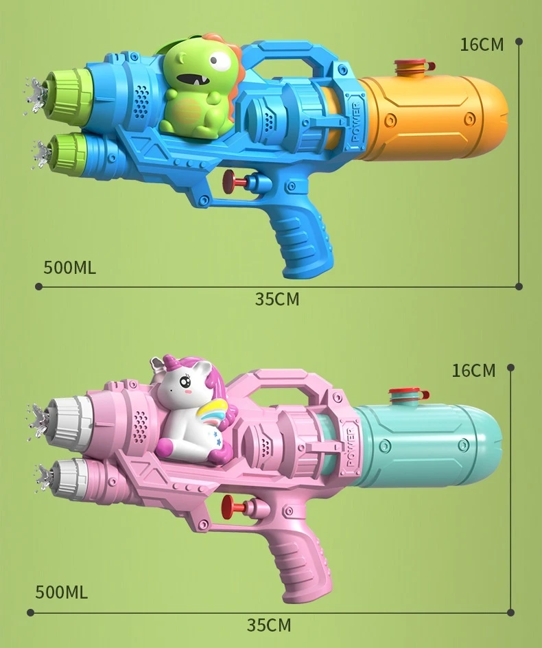 Summer Unicorn Water Spray Toy Double Nozzle Water Gun Dinosaur Press Type Watergun Cartoon Animal Water Gun  Pool Toy for Kids