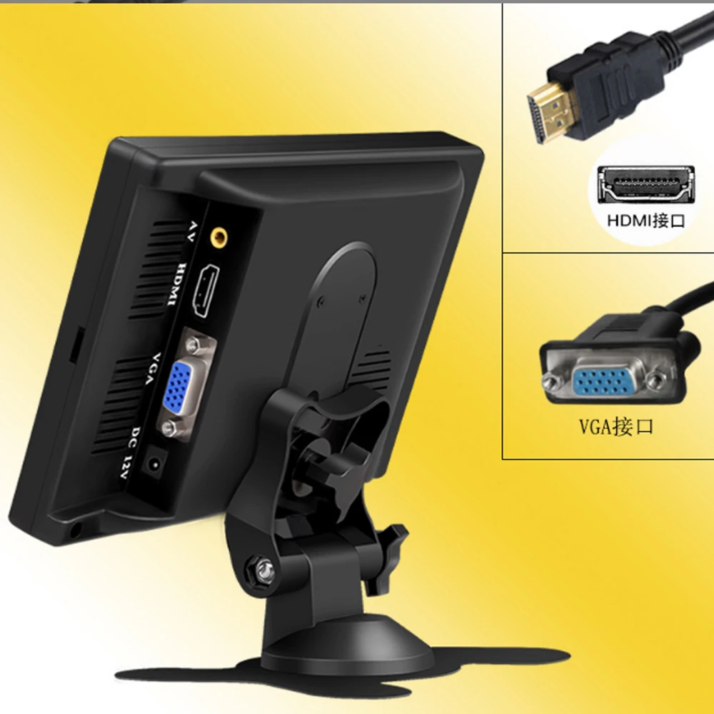 Car Monitor HDMI 7 inch Widescreen HD 1024 * 600 LCD with AV / VGA / Compatible Mini Desktop