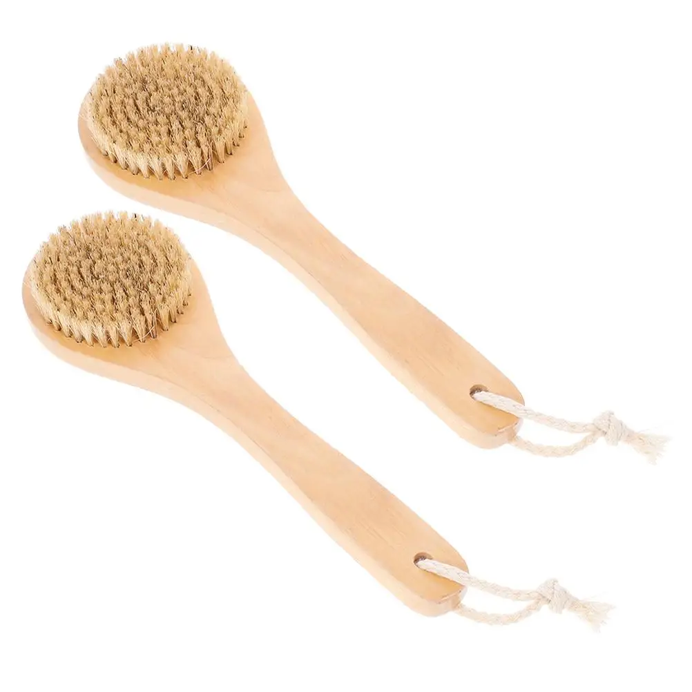 

2Pcs Boar Shower Dry Cleaner Dog Bath Scrubber Bath Exfoliating Brush H le Body Bamboo Brush Sponge