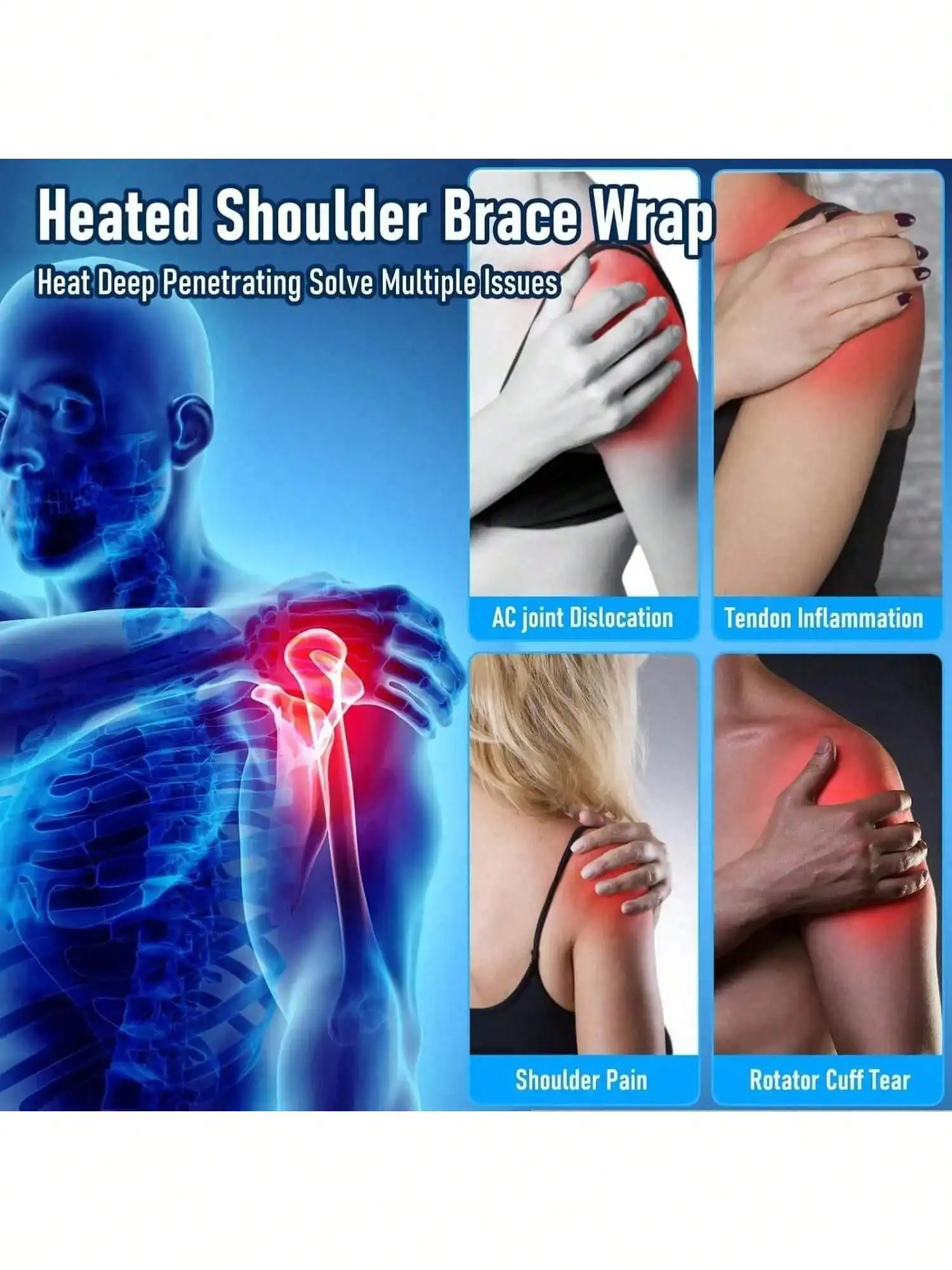 2026 Heated Shoulder Massager with 3 Intensity Levels, Wearable Heating Pad for Neck and Back Relaxation.
