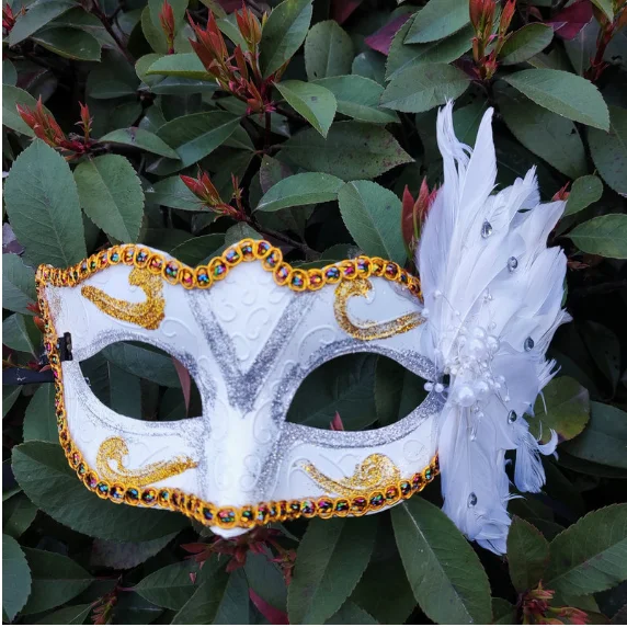 1 Pcs Masquerade Feather Sexy Venetian Mask Women For Face Multi Color Princess Mask Sexy Half Hallowmas Feather Masks Decor