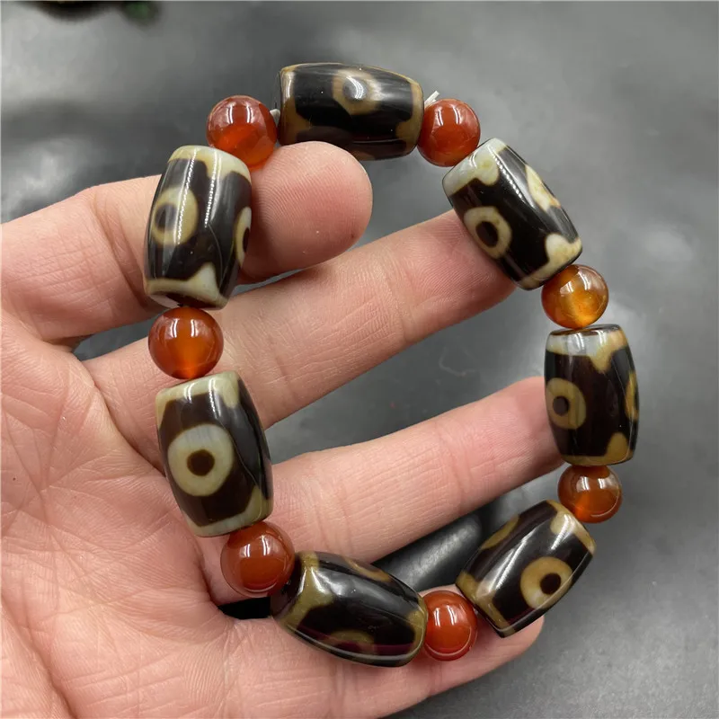 Tibetan Retro Three-Eye Sky Bracelet Men's and Women's Old Agate Tube Beads