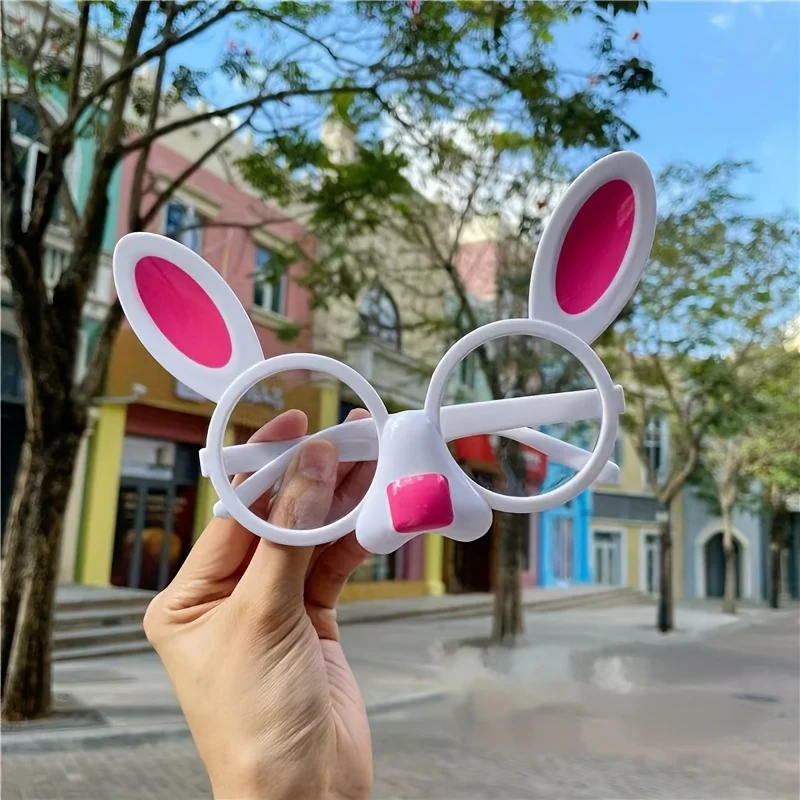 نظارات رائعة على شكل أرنب مع عيون متعبرة وآذان رقيقة - نظارات حفلات أرنب عيد الفصح البلاستيكية القوية لصياد بيض عيد الفصح #1