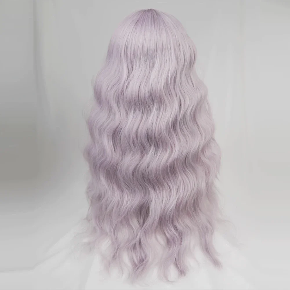 طويل الاصطناعية الأرجواني متموج شعر مستعار مجعد المرأة لوليتا تأثيري الجزء الأوسط شعر رقيق مقاومة للحرارة شعر مستعار للحزب اليومي