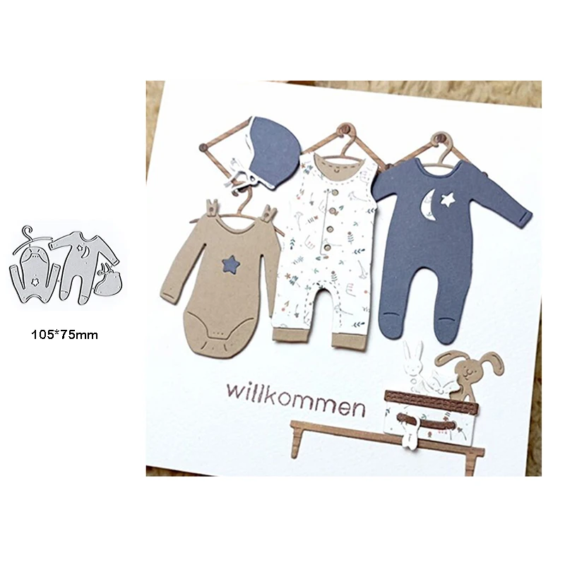 2023 New Arrival Baby\'s Clothes Jumpsuits Trousers Hanger Metal Cutting Dies for DIY Scrapbooking Card Making Boy Stencils