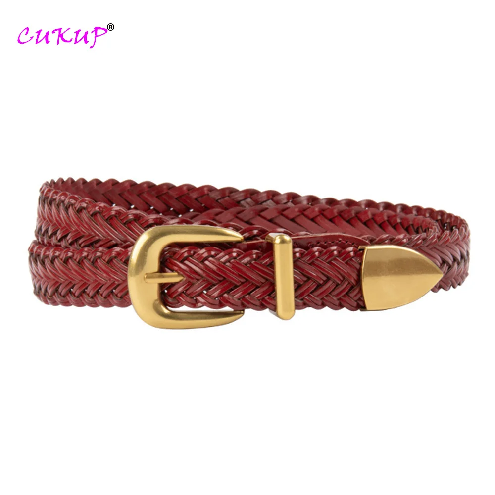 

Women's Braid Belt with Jeans Casual Pants Decoration Genuine Leather Belts 2.3cm Wide