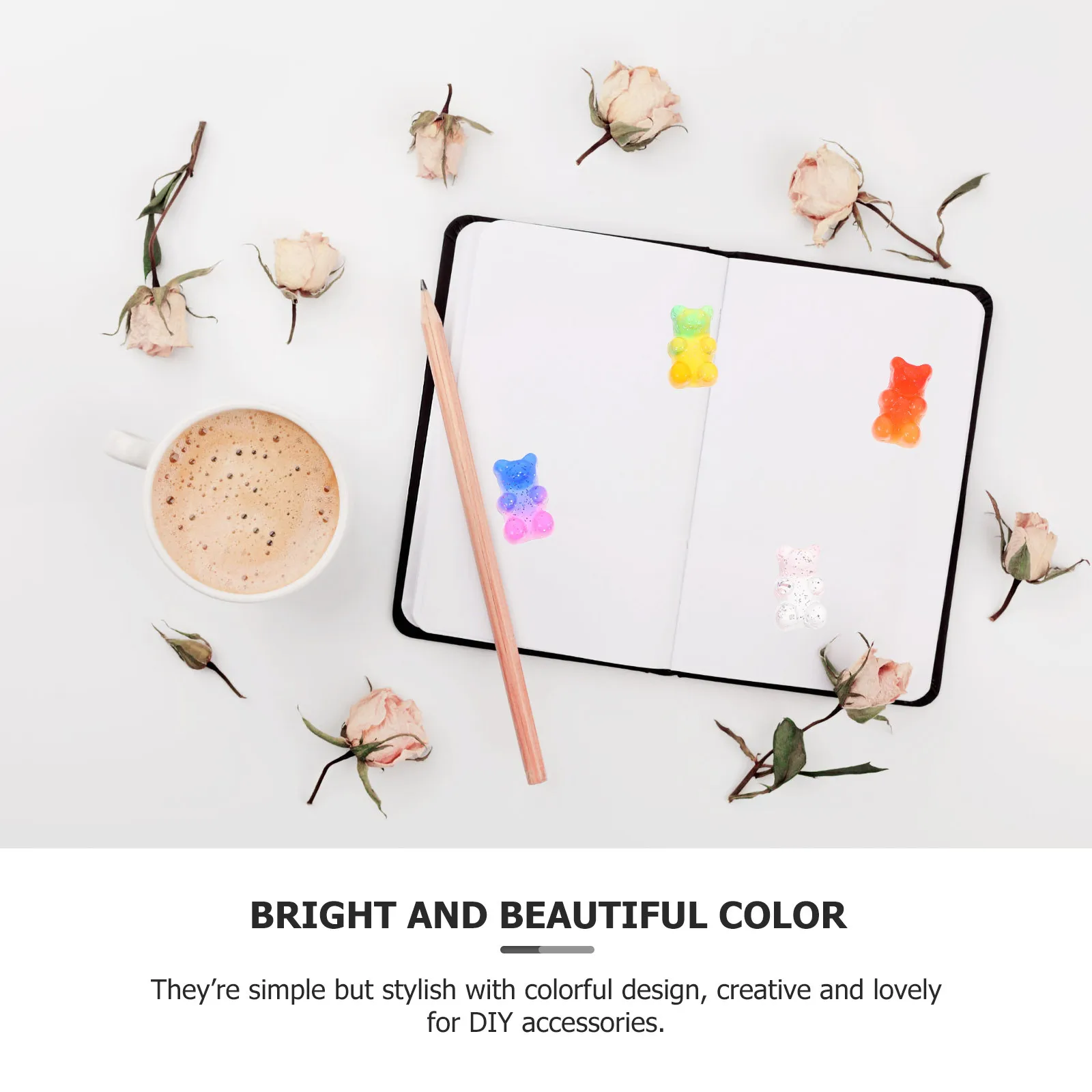 

100Pcs Colorful Resin Bear Charms DIY Craft Accessories Phone Case Ornaments Resin Jewelry Decoration Phone Case Charm