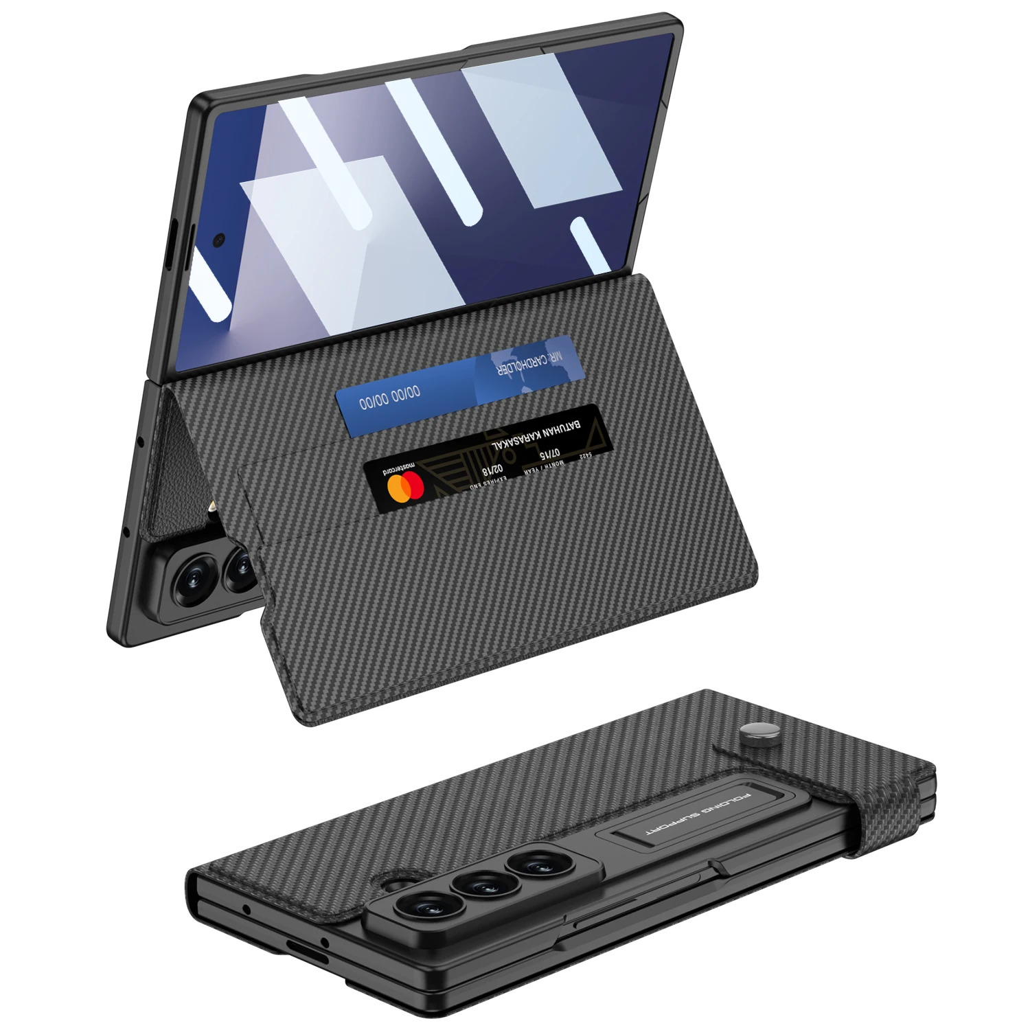 삼성 갤럭시 Z 폴드 7 고급 플립 카드 슬롯 홀더 가죽 폰 케이스 마그네틱 버튼 충격 방지 커버 (갤럭시 Z 폴드7 용)