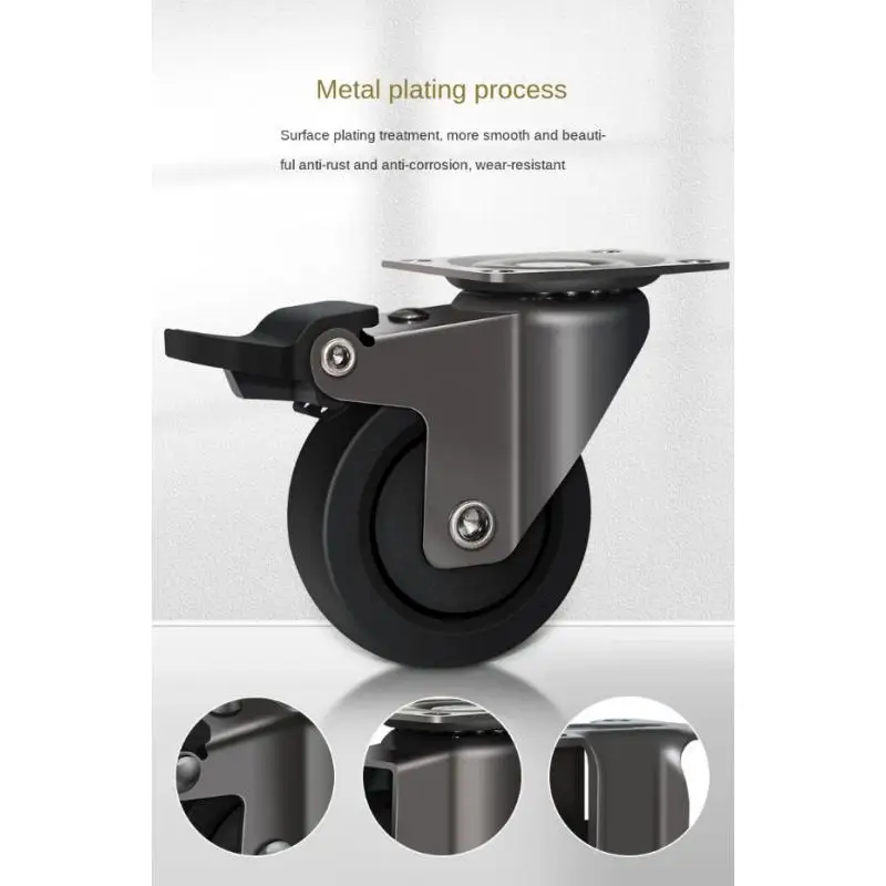 4 Pcs 1.5-Inch Medium Light Duty Universal Silent Casters with Brakes, Energy-Saving and Durable Directional Wheels