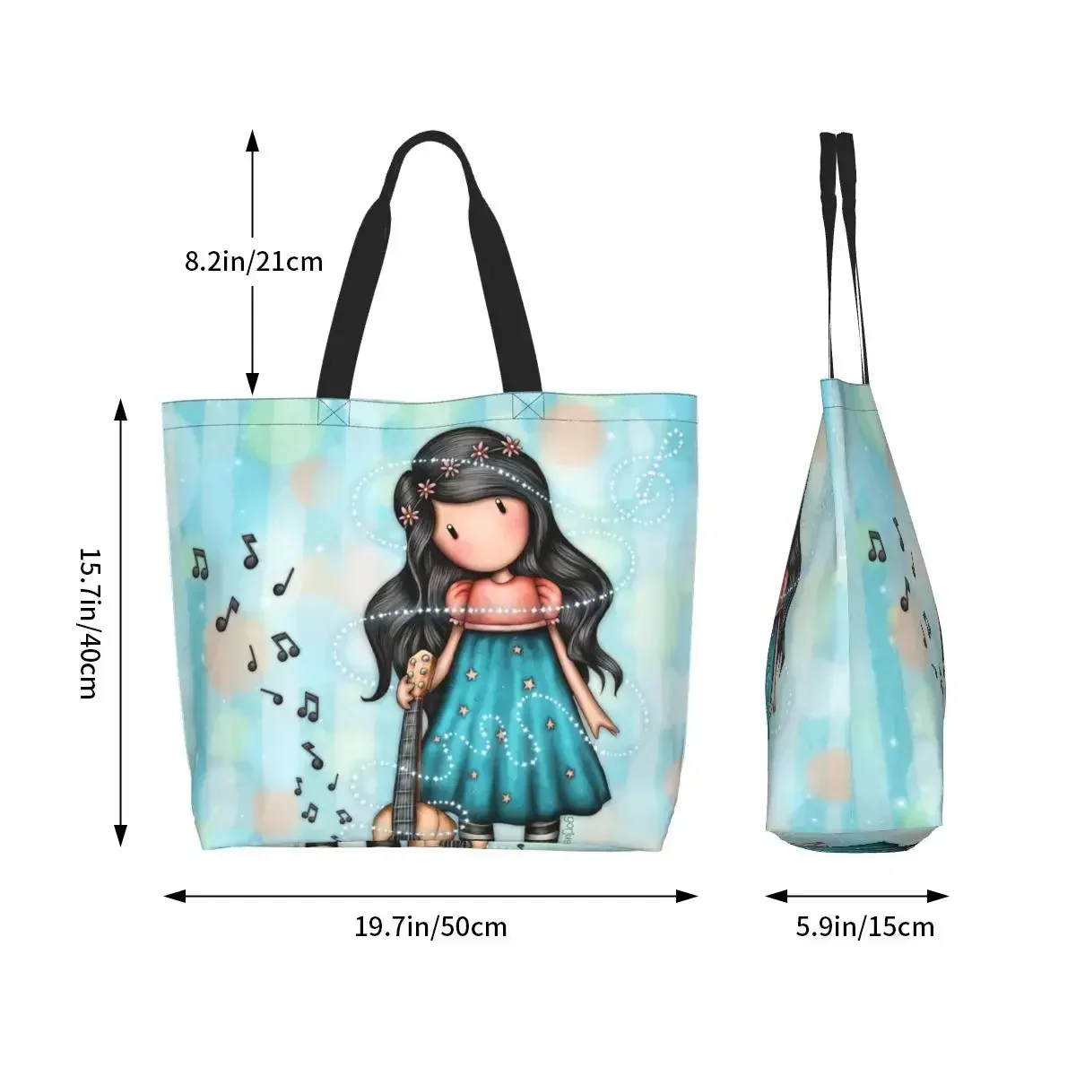 Recycling Anime Girl Santoro Gorjuss Shopping Bag Women Shoulder Canvas Tote  Portable Grocery Shopper s