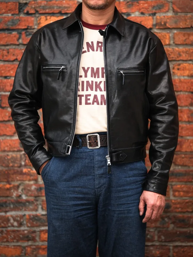 Mens Punk Genuine Leather Pilot Short Coat Zipper Turndown Collar Streetwear Zipper Vintage Men Real Cowhide Motorcycle Jacket