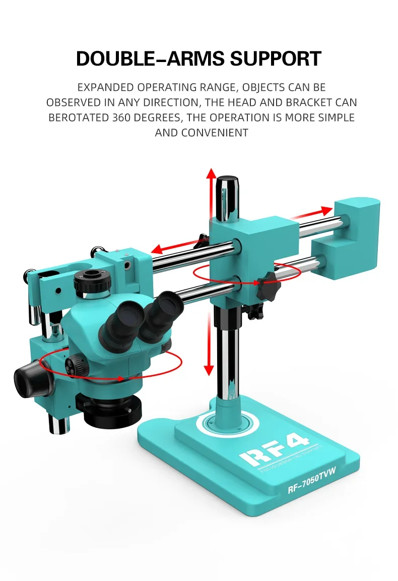 

RF7050TVW Trinocular Microscope with 144 LED Light with Double-arm Boom Stand and Dustproof Len Mobile Phone Maintain Tools