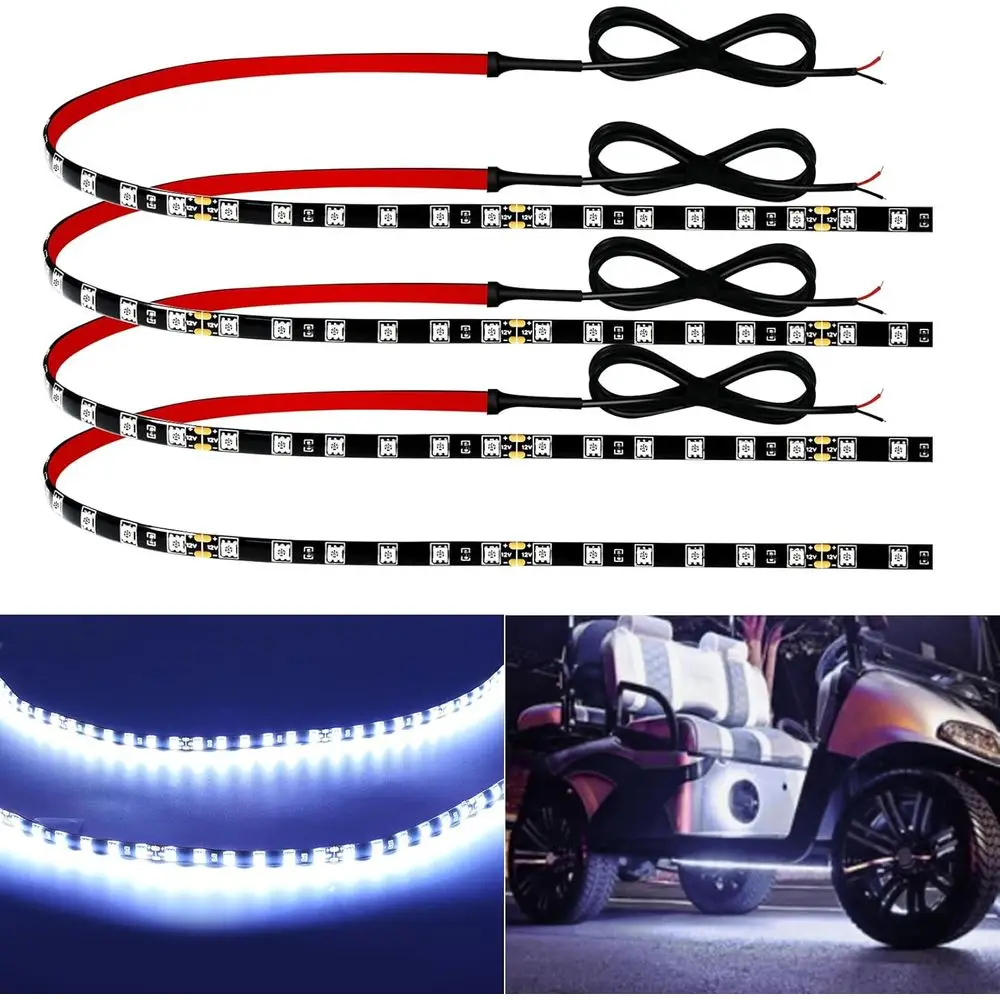 

24 Waterproof LED Light Strips for Cars, Golf Carts, Motorcycles, Boats, Trucks - 4 Pack Interior & Exterior Use