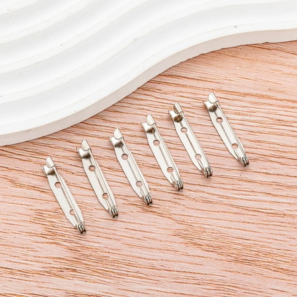 60/80/100pcs New Metal Bar Pins Silver 15/20/25/32/38/45mm Badge Pins Backs DIY Craft Name Tags Pins Sewing Accessories