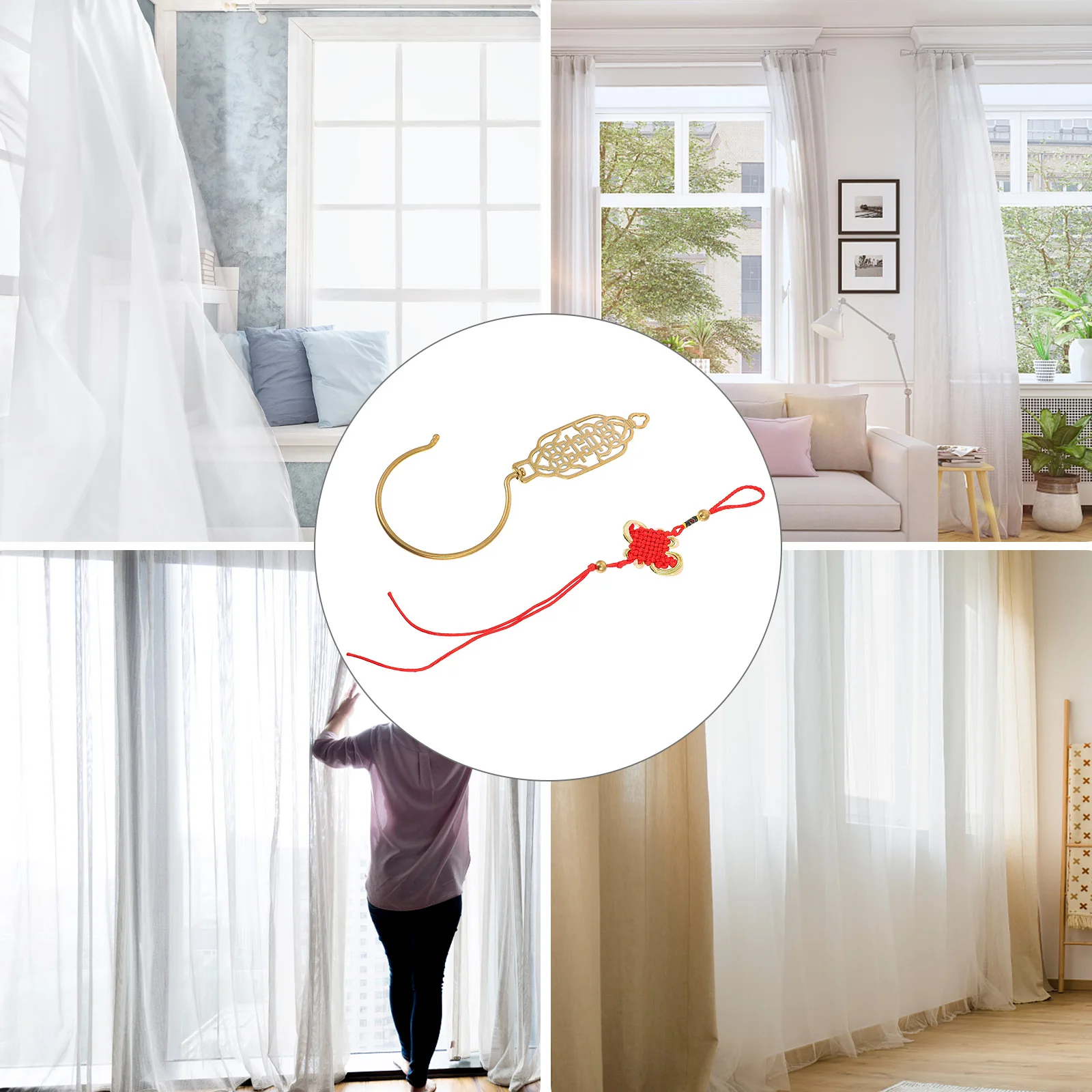 

Full Copper Bed Curtain Hook Retro Elegant Chinese Style Wedding Party Curtain Hanger Chinese Drapes Hook