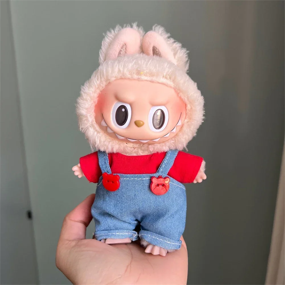 For 17cm Labubu Dopamine Overalls Set Trendy Vinyl Doll Clothes for Labubu Perfect for Stylish Doll Outfits
