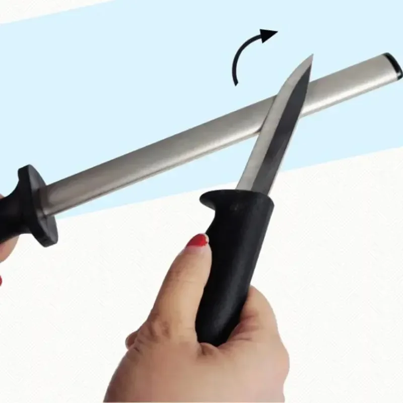 10 بوصة المهنية الكربون الصلب سكين مبراة قضيب اكسسوارات المطبخ سكين شحذ دائم المطبخ outils الملحقات