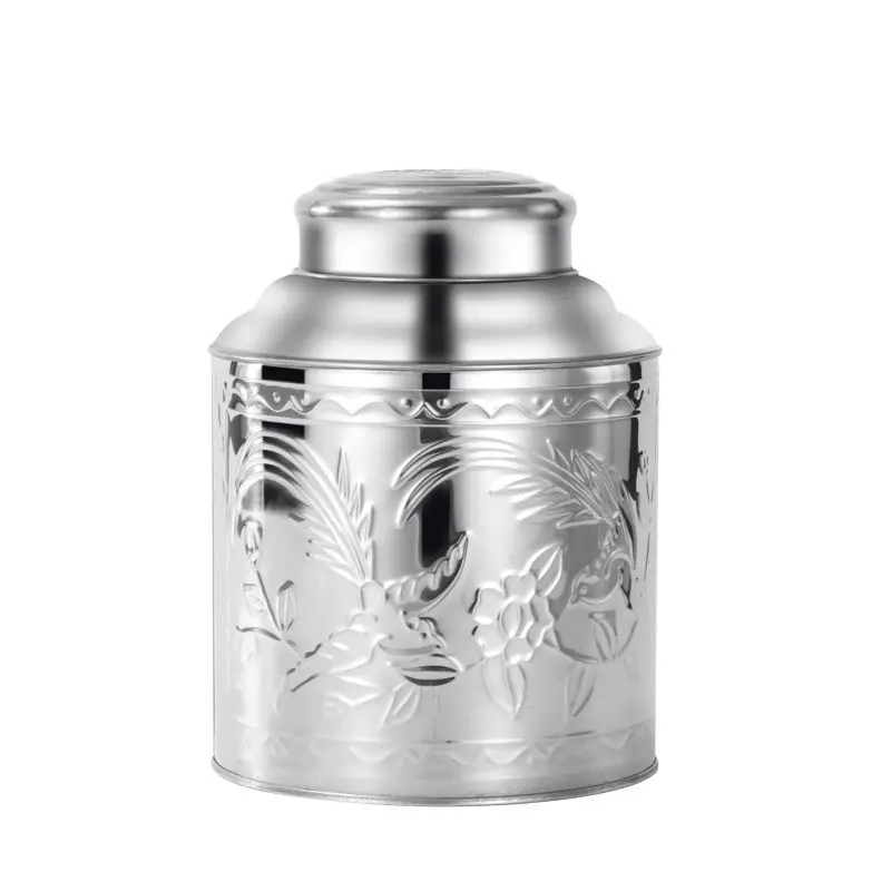 Stainless Steel Double-Lid Tea Jar Tea Box Sealed Jar Tea Bucket Tangerine Peel Jar Moisture-Proof Storage Jar Gift Box Large Ca