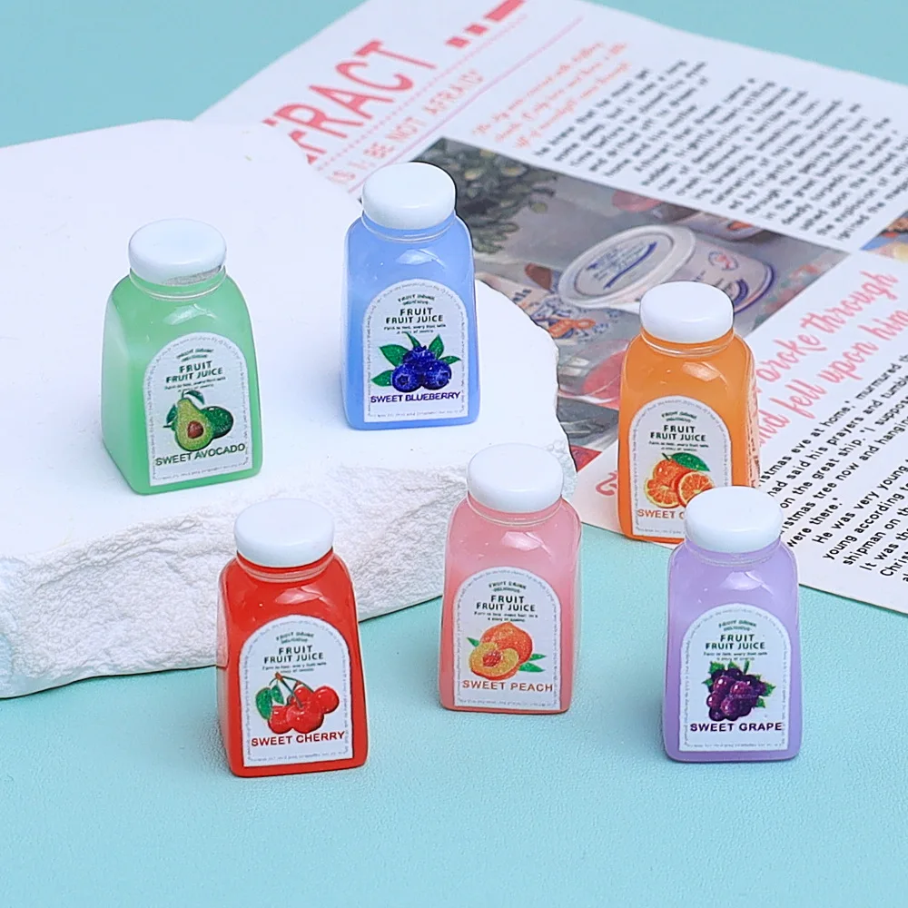 6/60cs 3D Juice Food Play Dollhouse Decor Accessories Cartoon Handmade DIY Resin Kitchen Home Decoration