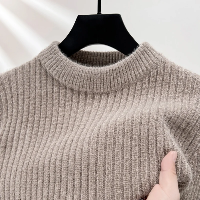 

Высококачественный брендовый мужской однотонный пуловер с круглым вырезом, свитер, осень-зима, деловой свитер в вертикальную полоску, толстый трикотаж с защитой от катышков