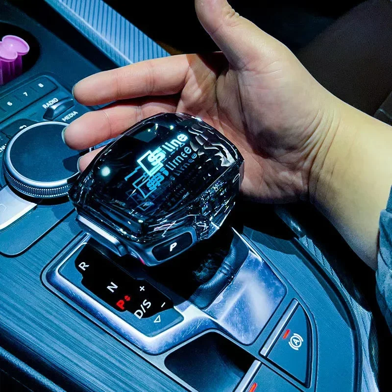 

Audi LED Crystal Gear Shift Knob Cover for Audi Q7 A6 Q8 SQ5 A5 A4 S4 RS5 RS6 A7 SQ8 2016-2024 Gear Lever Handle Accessories