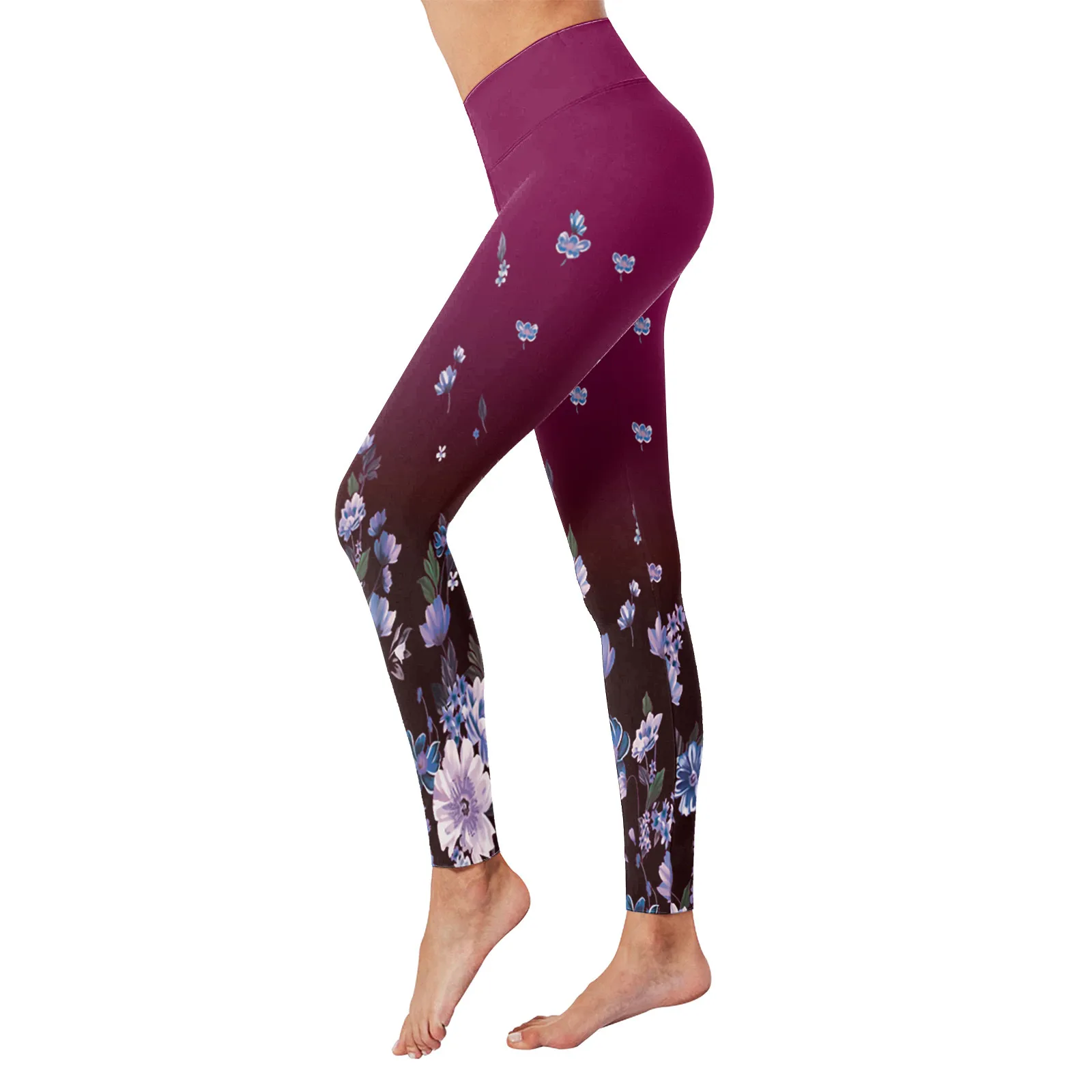 Mallas con estampado floral para mujer, pantalones de cintura alta, mallas deportivas para correr, levantamiento de glúteos, Leggings de entrenamiento para Fitness