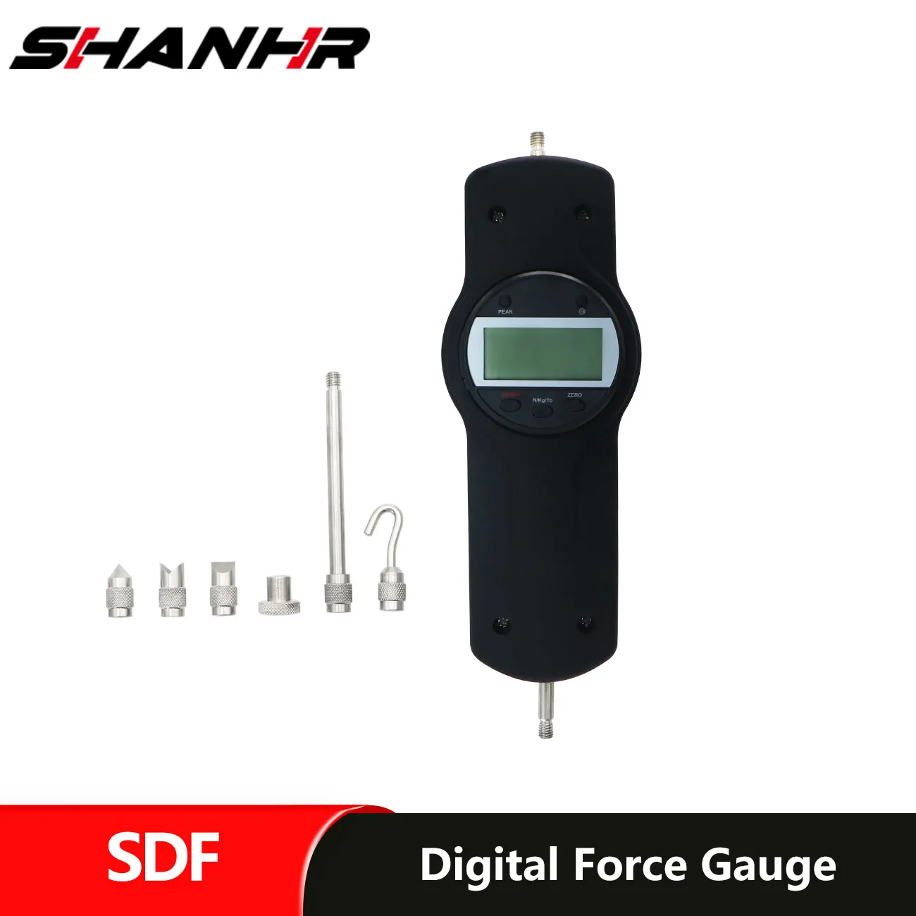 SHANHR Portable Digital Force Meter Dynamometer Digital Push Pull Gauge Force Measuring Instruments SDF Economic Force Gauge