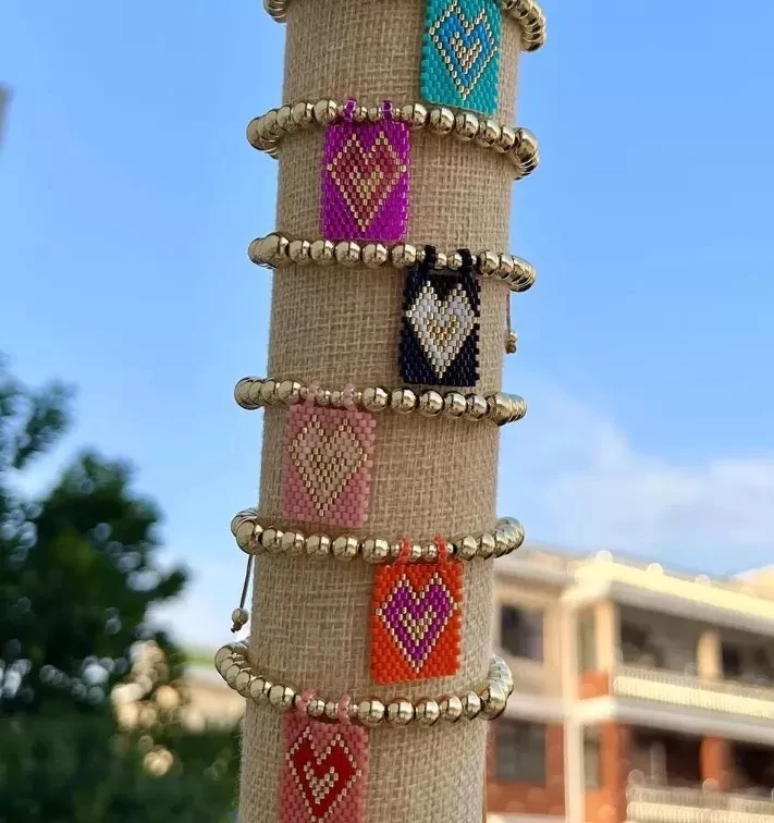5 STKS, Nieuwe mode miyuki hart armbanden Zoetwaterparel Armbanden koper 18 k vergulde sieraden voor vrouwen gift