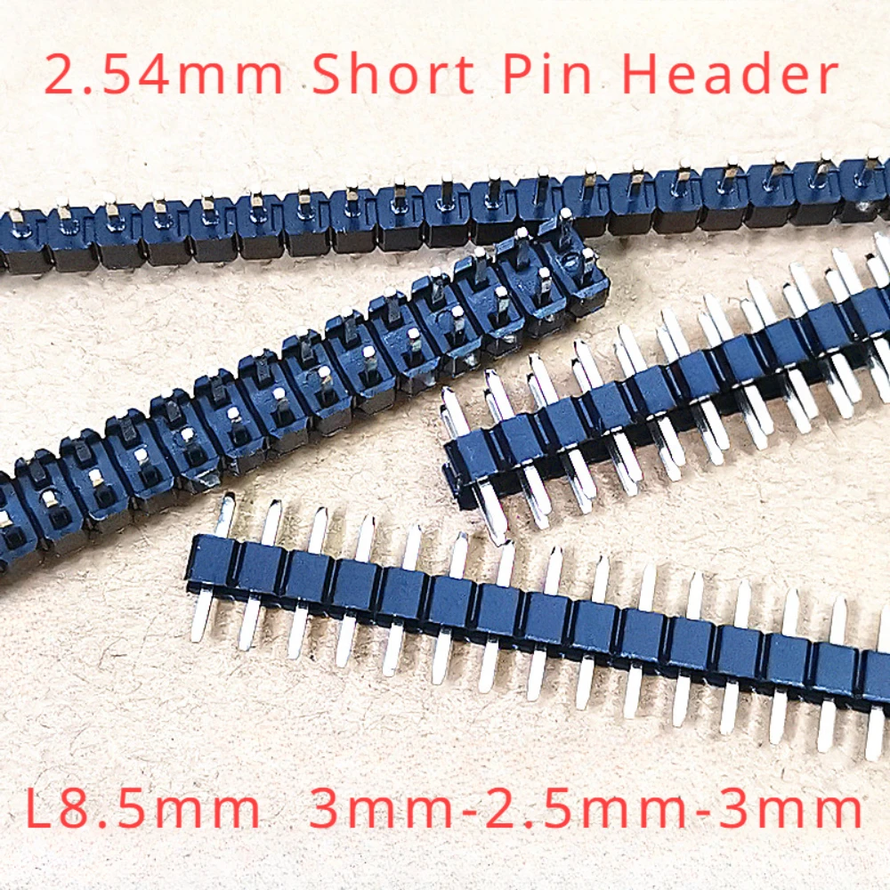 100PCS 2.54mm Short Profile L8.5mm 2x2/3/4/5/6P 10PCS 40P Straight Double Row 0.8U Gold Breakaway PCB Connector Male Pin Header