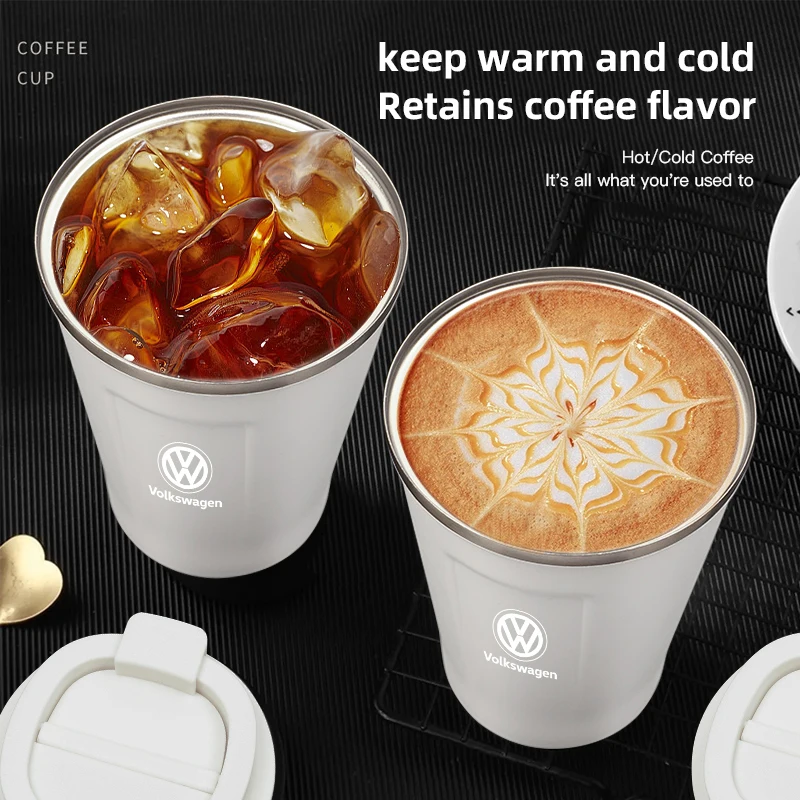 Car Portable Coffee Cup Laser Car Logo Insulated Mug For Volkswagen VW Polo Golf T5 Caddy T4 Touran Golf GTI Passat Scirocco GTD - view 5