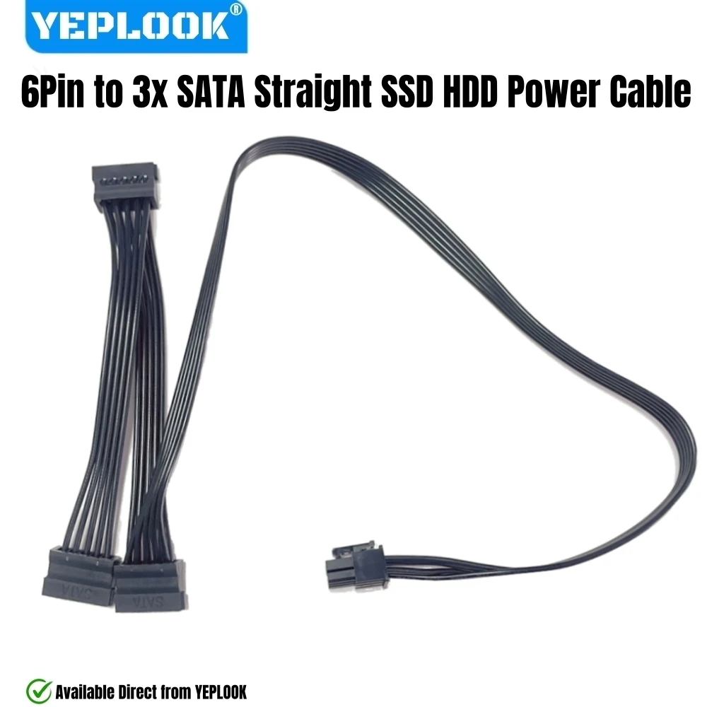 

YEPLOOK 3x SATA Straight SSD HDD Power Cable for Corsair CS850M, CS750M, CS650M, CS550M, CS450M CS-M Series Type 3 Modular Power
