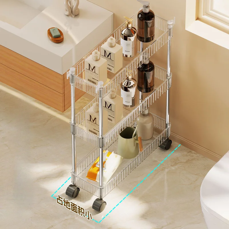Acrylic Multi-Tier Rolling Cart, Slim Narrow Gap Storage Organizer with Casters for Kitchen, Bathroom & Tight Corner Storage