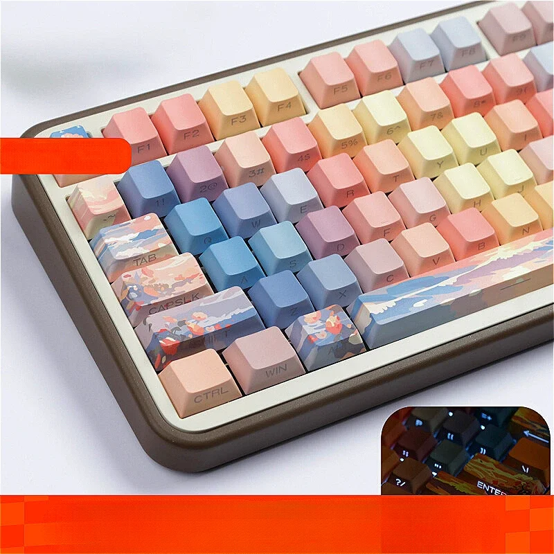 

Sunset wooting side engraved translucent keycaps camouflage original height 131 keycaps gradient HI8 F99 F87 G75