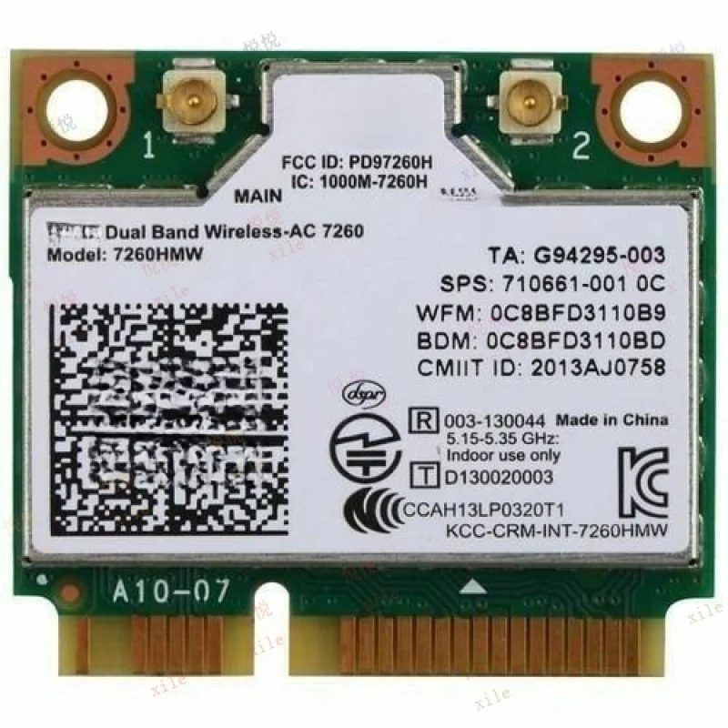 L+ For Intel Dual Band Wireless AC 7260 HMW 867Mbps 802.11ac Mini PCIe