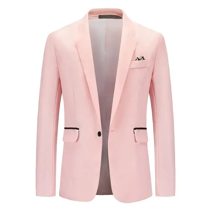 Traje de bloque de Color para hombre, chaqueta informal de moda de estilo occidental, trabajo de negocios, reunión de Color sólido, trabajo de Caballero de novio