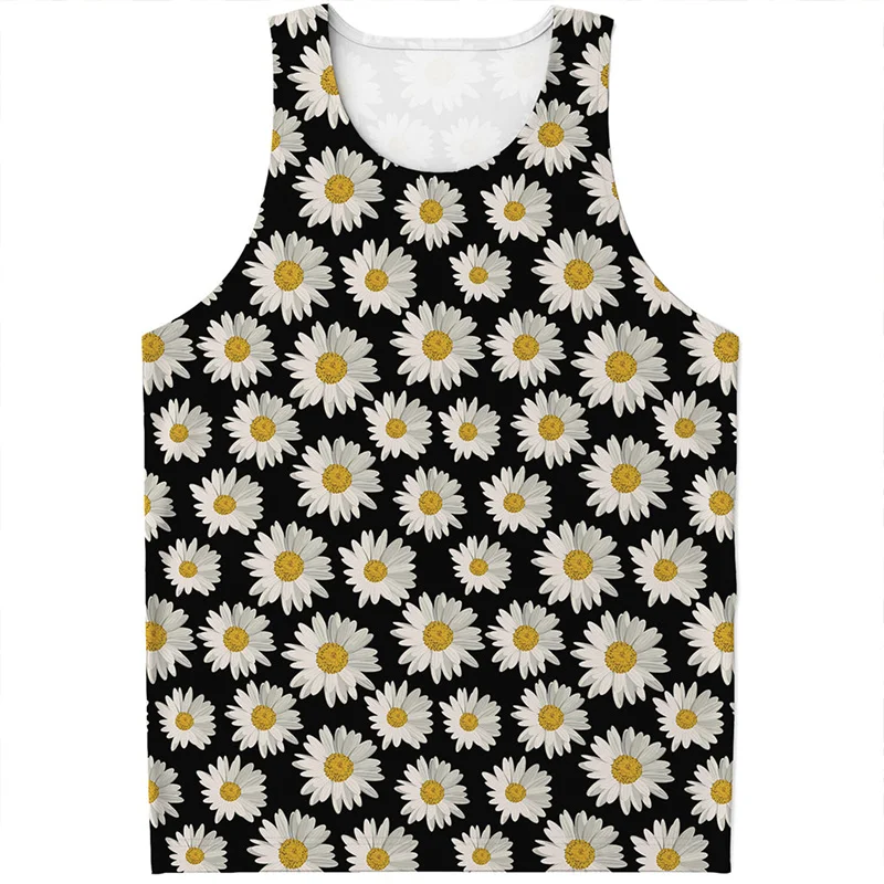 Daisy Flower canotta stampata in 3D per uomo Summer Plants Graphic Tees Streetwear Y2k Top Vest t-shirt senza maniche ad asciugatura rapida